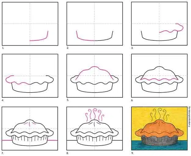 A step by step tutorial for how to draw an easy pie, also available as a free download.