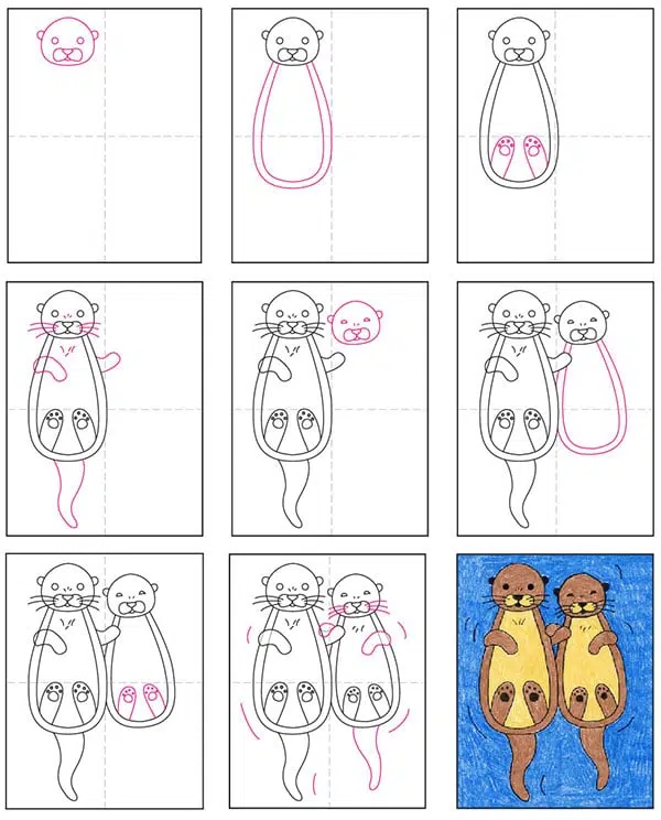 how to draw a sea otter