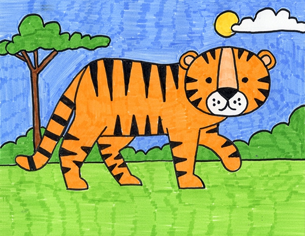 Simple tiger coloring - Tigers Kids Coloring Pages