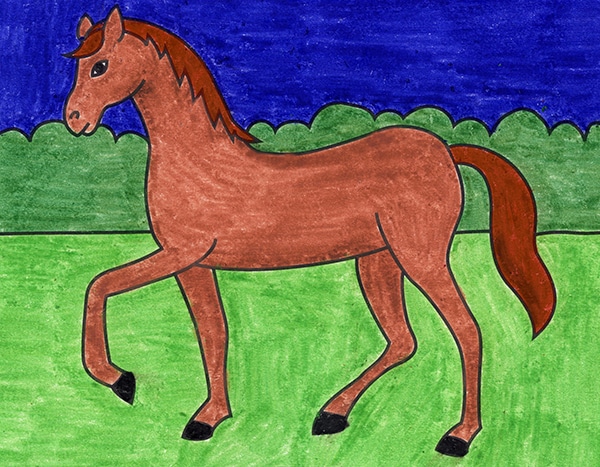 how to draw a horse step by step for kids