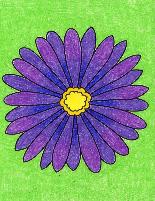 A drawing of a flower, made with the help of an easy step by step tutorial