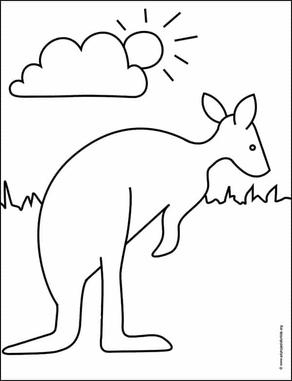 Kangaroo Coloring page, available as a free PDF.