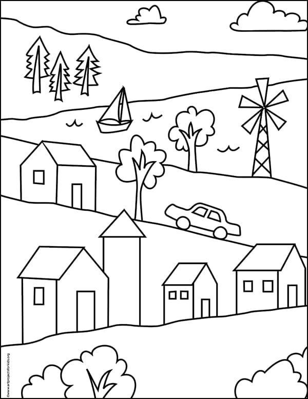 easy landscape drawings step by step for kids