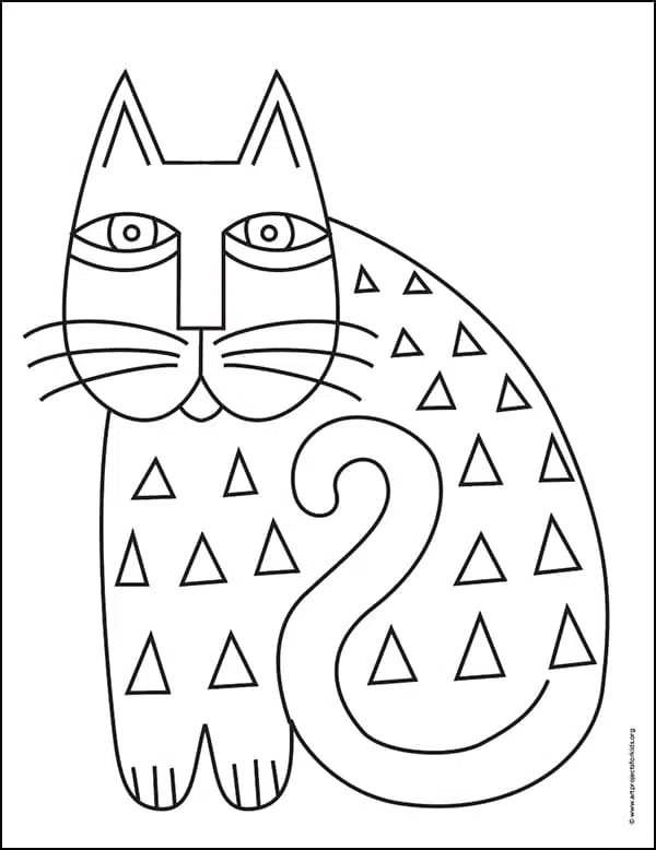 Laurel Burch Cat Coloring page, available as a free download.