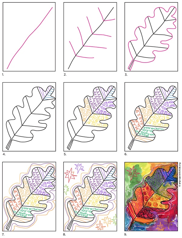 A step by step tutorial for how to draw an easy leaf pattern, also available as a free download.