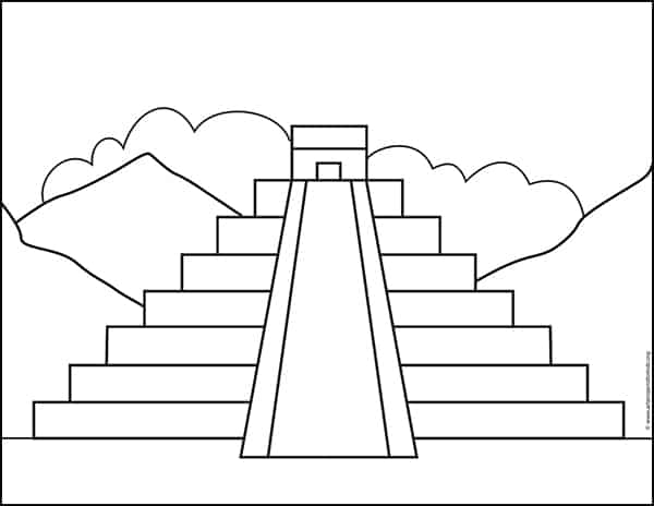 mayan temple drawing