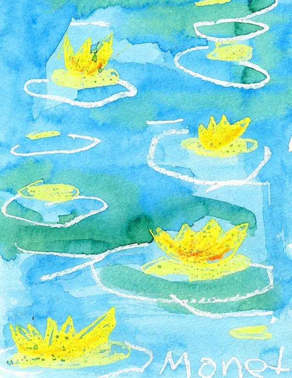 A Monet art project for kids, made with the help of an easy step by step tutorial.
