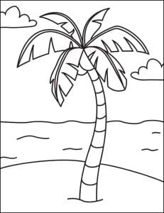 Easy How to Draw a Palm Tree Tutorial & Palm Tree Coloring Page