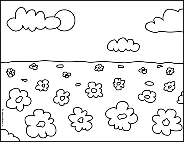 Poppy Field Coloring page, available as a free download