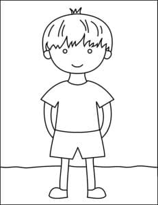 Easy How to Draw a Boy Tutorial Video and Boy Coloring Page
