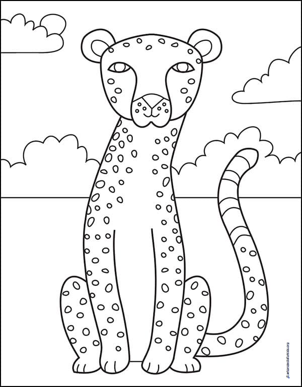 Cheetah Coloring page, available as a free download.