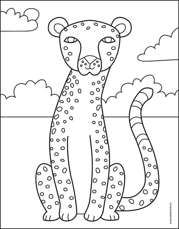 Cheetah Coloring page, available as a free download.