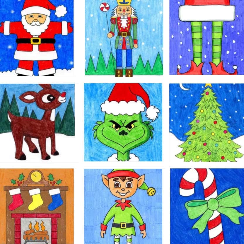 Easy Christmas Drawings Ideas and Christmas Coloring Pages