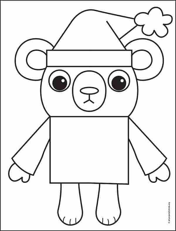 Christmas Teddy Bear Coloring page, available as a free download.
