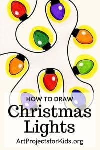 Easy How to Draw Christmas Lights Tutorial and Coloring Page