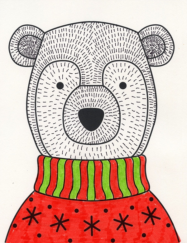 Draw a Bear in a Sweater – Activity Craft Holidays, Kids, Tips