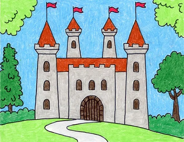 How to Draw a Medieval Castle - HelloArtsy