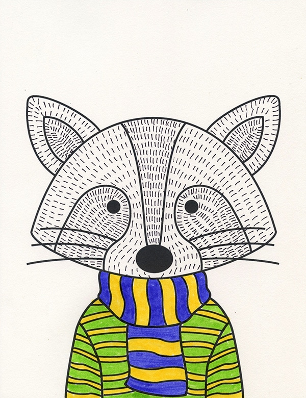 Draw a Raccoon in a Sweater 1 — Activity Craft Holidays, Kids, Tips