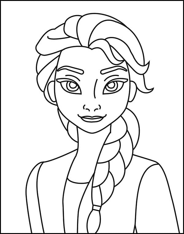 Easy How to Draw Elsa Tutorial and Elsa Coloring Page