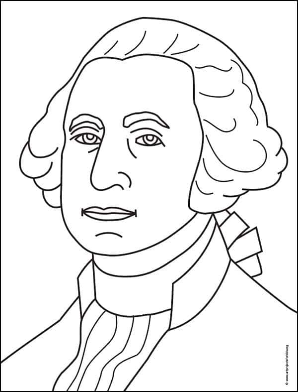 Easy How to Draw George Washington Tutorial and Coloring Page