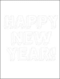 Easy New Year Drawing Tutorial and New Year Coloring Page