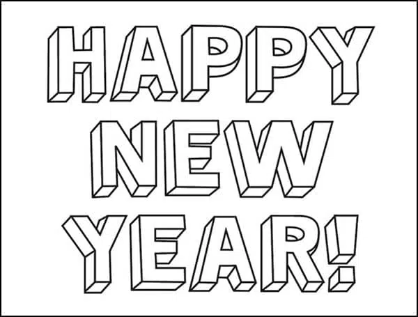 Happy New Years Coloring page, available as a free download.