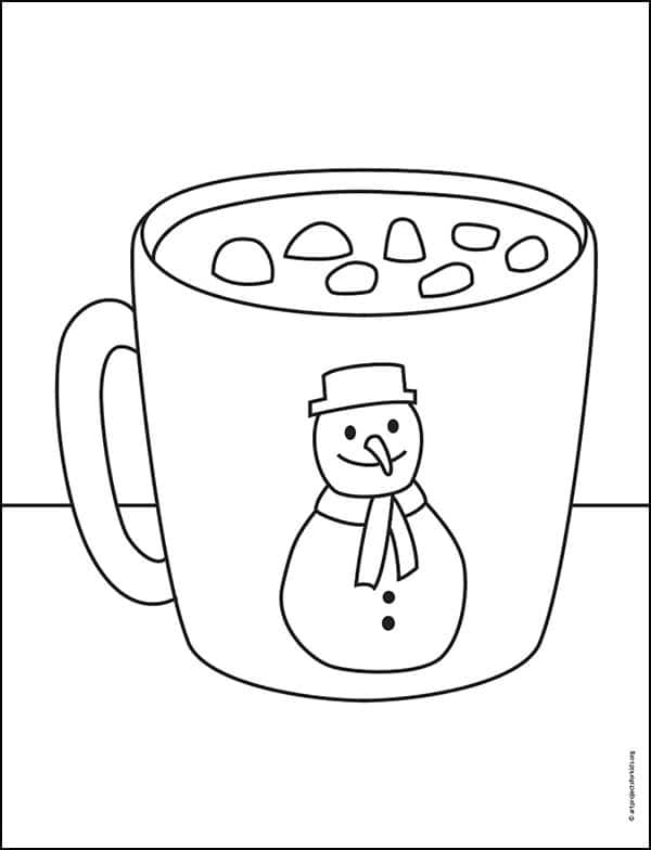 Easy How To Draw Hot Chocolate Tutorial And Coloring Page