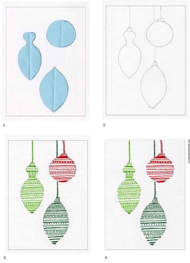 how to draw a christmas ornament