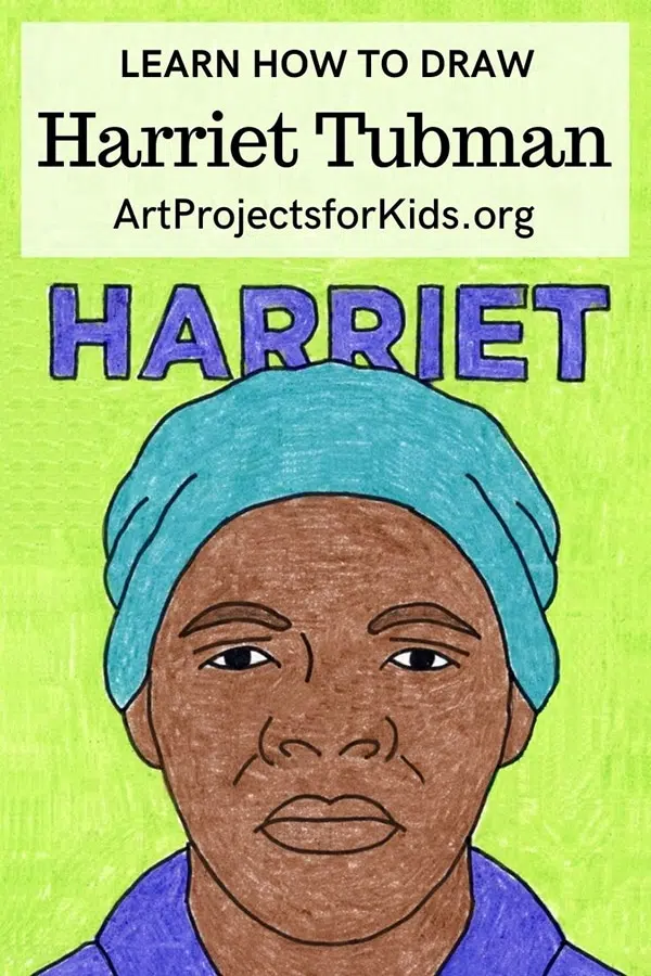 A tutorial to learn how to draw a portrait of Harriet Tubman