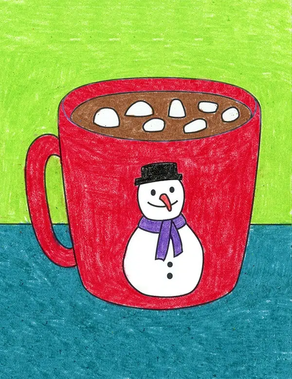 Easy How to Draw Hot Chocolate Tutorial and Hot Chocolate Coloring Page