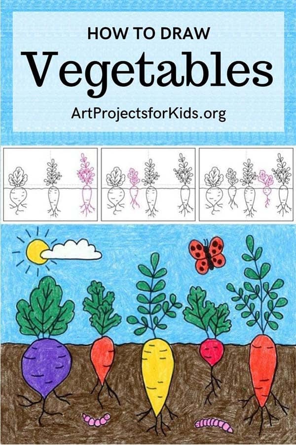 Легкий учебник по рисованию овощей и страница раскраски овощей