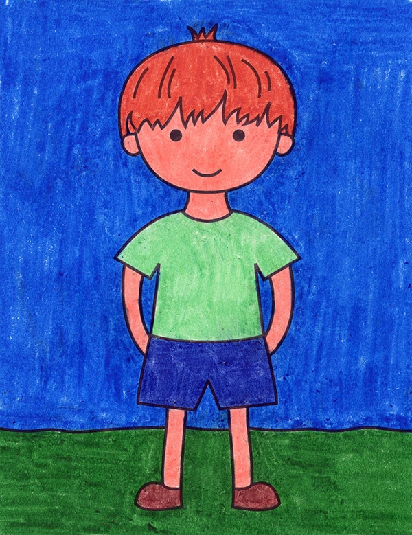 Easy How To Draw A Boy In Shorts And Boy Coloring Page