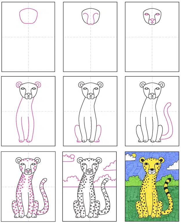 Cheetah Cub At Getdrawings - Easy Drawing Of A Cheetah Cub, HD Png Download  , Transparent Png Image - PNGitem