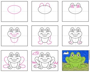 Easy How to Draw a Frog Tutorial and Frog Coloring Page