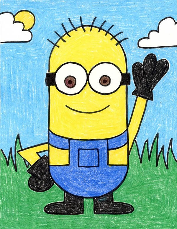Easy How to Draw a Minion Tutorial and Minion Coloring Page