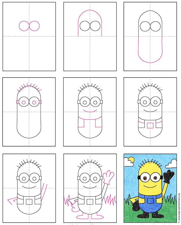 How to Draw a Minion diagram 1 — Activity Craft Holidays, Kids, Tips