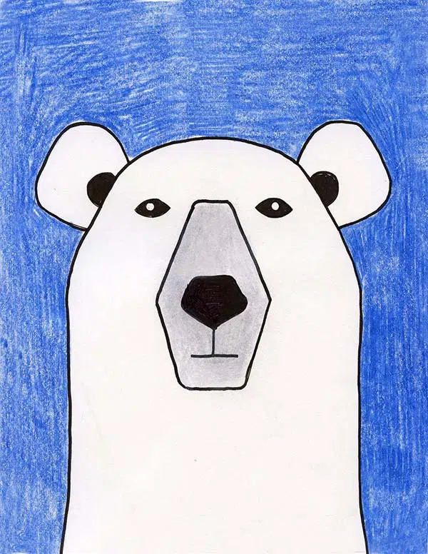 Easy How to Draw a Polar Bear Tutorial and Bear Coloring Page