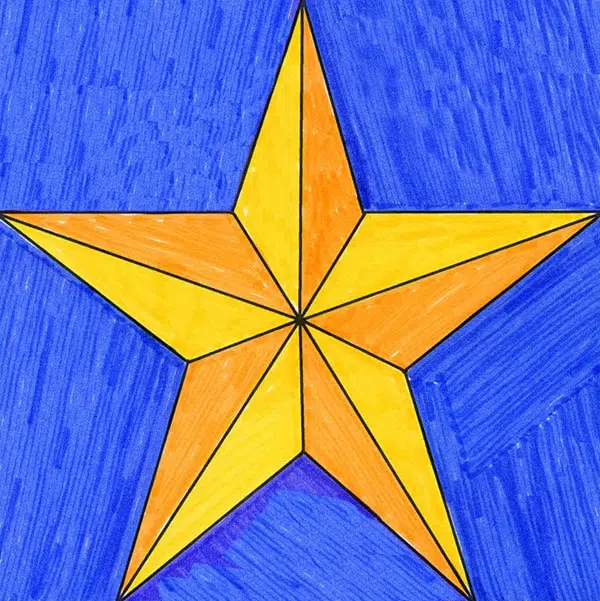  A drawing of a Star, made with the help of an easy step by step tutorial.