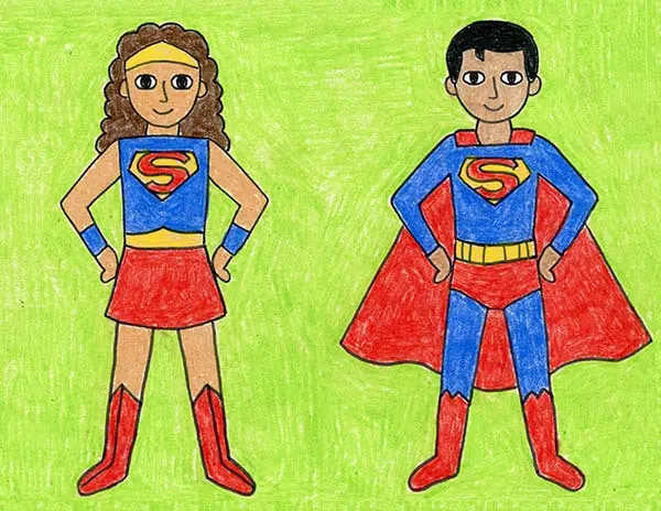 Easy How to Draw a Superhero Tutorial and Superhero Coloring Page