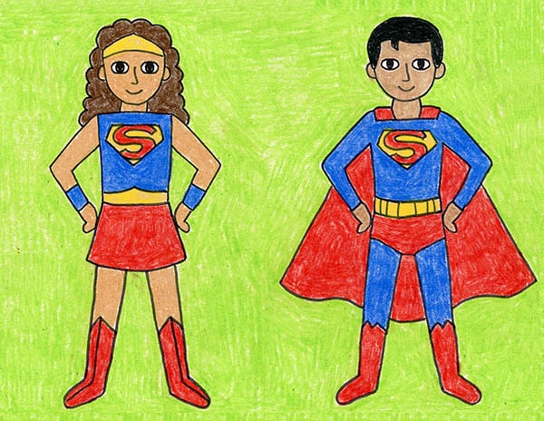 Easy How to Draw Supergirl Tutorial and Supergirl Coloring Page