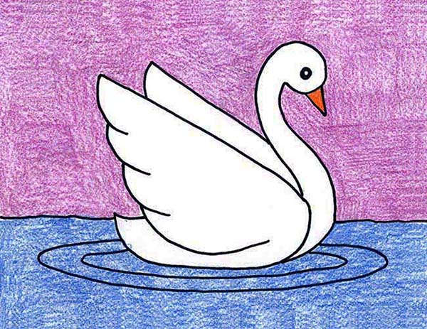 A drawing of a Swan, made with the help of an easy step by step tutorial. 