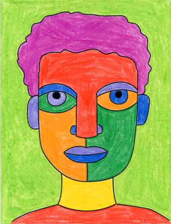 Easy How To Draw an Abstract Self Portrait and Coloring Page