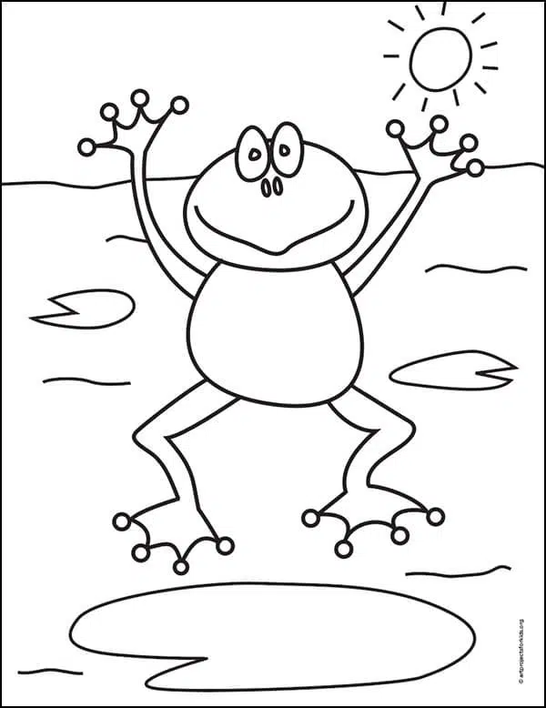 how to draw a jumping frog for kids