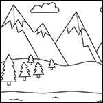 Easy How to Draw Mountains Tutorial Video and Coloring Page