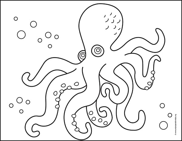 realistic octopus coloring page