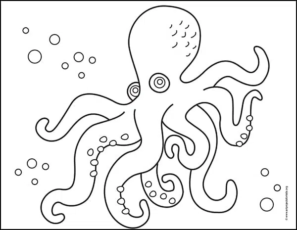 Premium Vector | Hand drawn black and white octopus octopus coloring page  outline octopus drawing