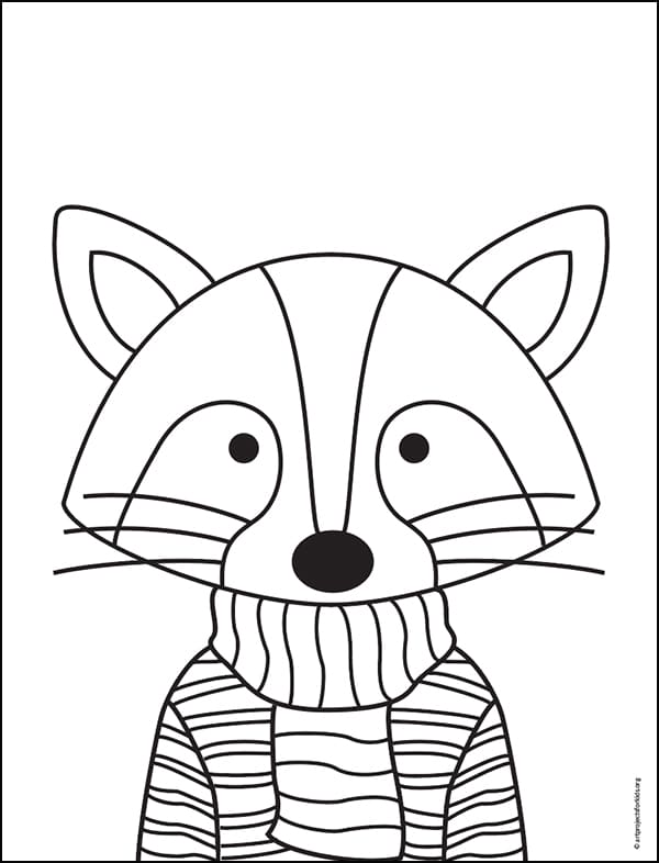 Raccoon in a Sweater Coloring page, available as a free download.