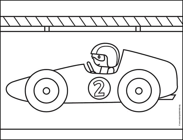 Race Car Coloring page, available as a free download.