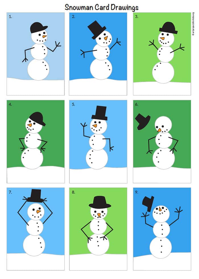 A step by step tutorial for how to make DIY Snowman Christmas Cards, also available as a free download.