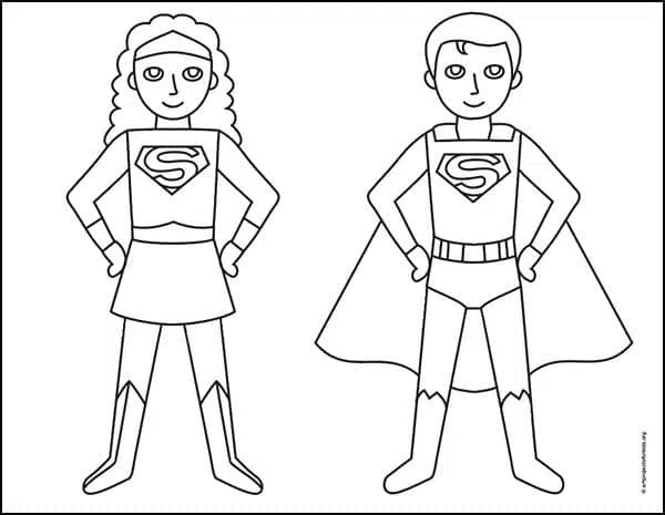 Superhero Coloring page, available as a free download.